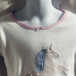 Carter's Girls Unicorn Fleece Pajama Top Size 4 White Long Sleeve